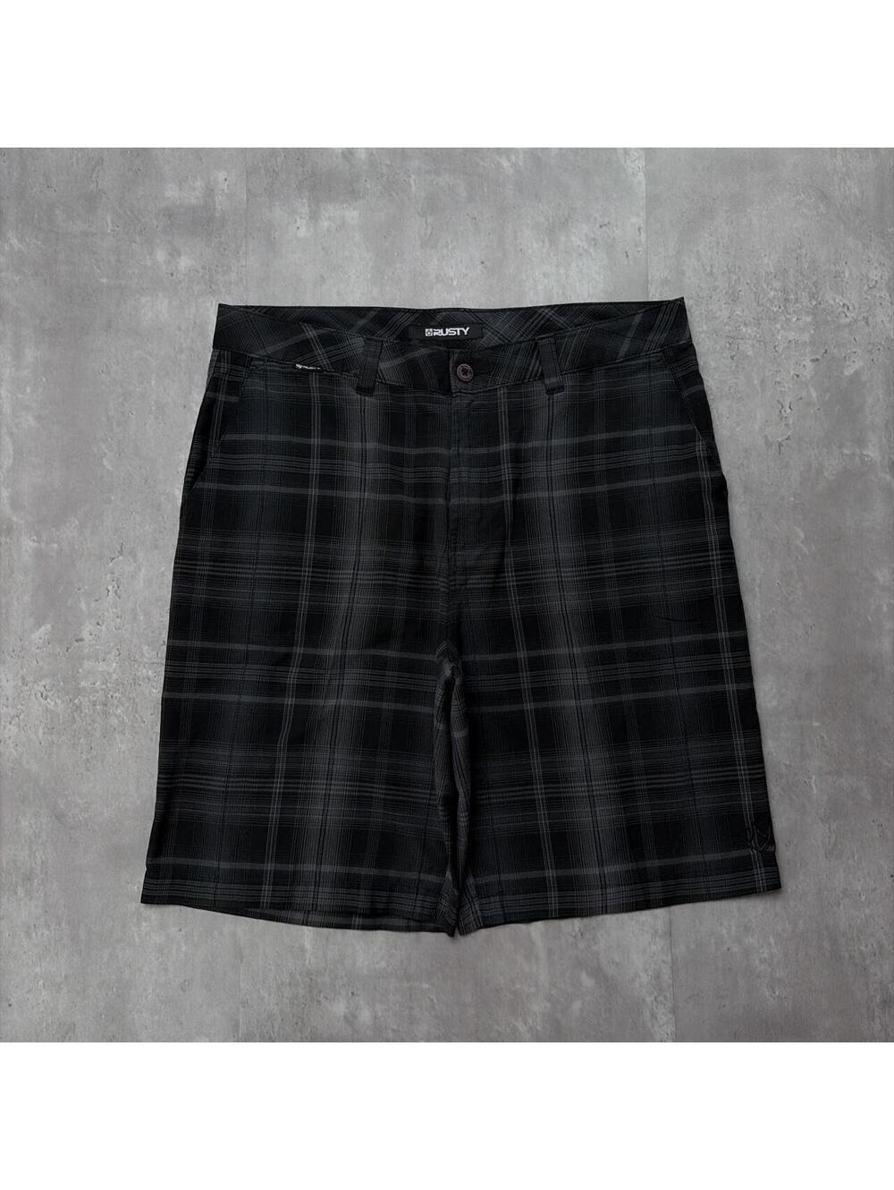 Y2K Black Rusty Surf Grunge Baggy Plaid Skater Shorts